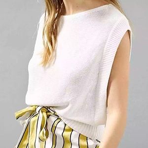 Anthropologie Maeve Addie White Knit Sleeveless Sweater